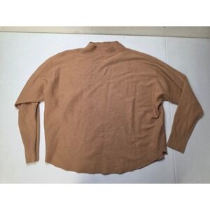 Vita Milano Womens Mock Neck Sweater Camel Brown Relaxed Fit Drop Shoulder L